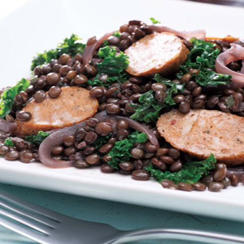 Kale, Sausage & Lentil Skillet Supper