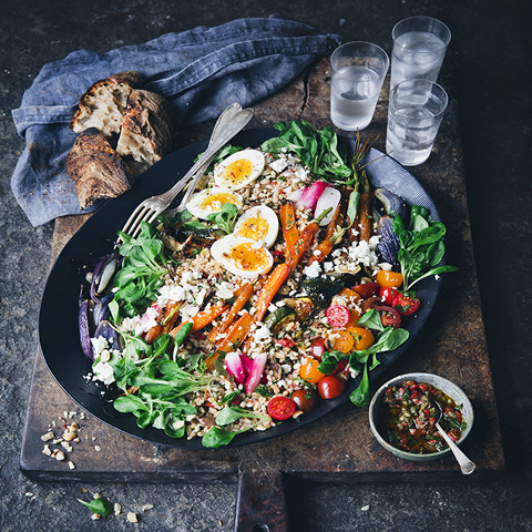 Roasted Veggie Grain Platter salad